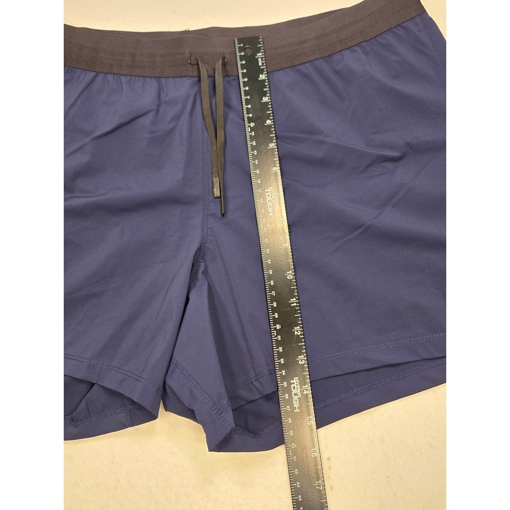 WOLACO Mens Navy Blue Performance Running Shorts XXL Elastic Waist Zip Pocket - Picture 3 of 7